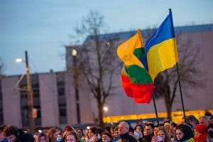 Ukraine and Lithuania flags