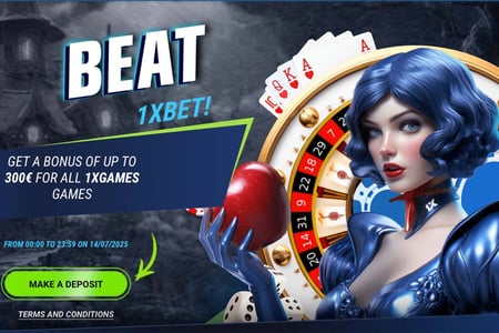 Beat the House: 1xBet offers €300 bonus on 1xGames this July