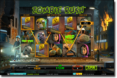 Play Zombie Rush online slots by Leander