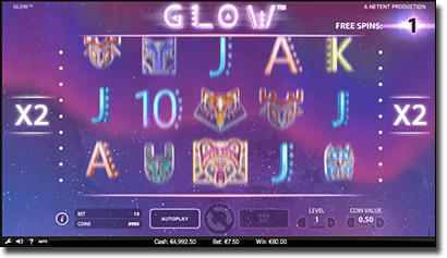 Glow pokies free spins feature