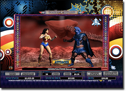 Ares Showdown special feature in Wonder Woman pokies