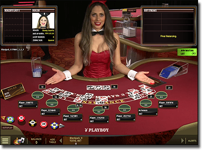 Play Playboy Bunny blackjack live dealer with beautiful dealers