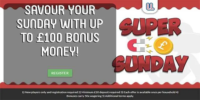 LadyLucks online casino site Sunday bonus offer