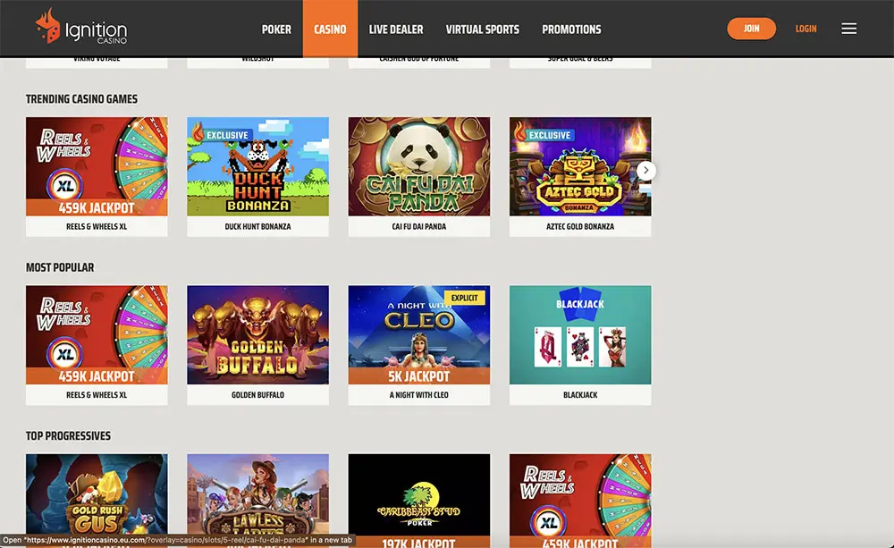 Ignition Casino games review 