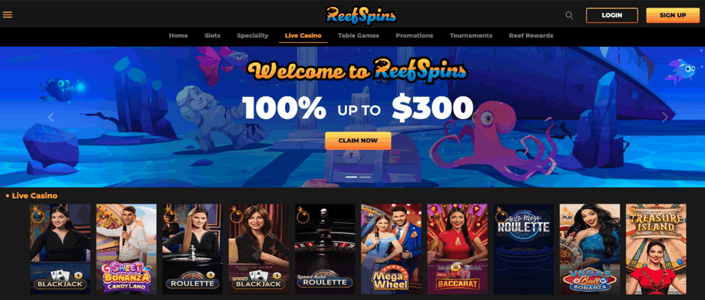 Reef Spins Live Casino