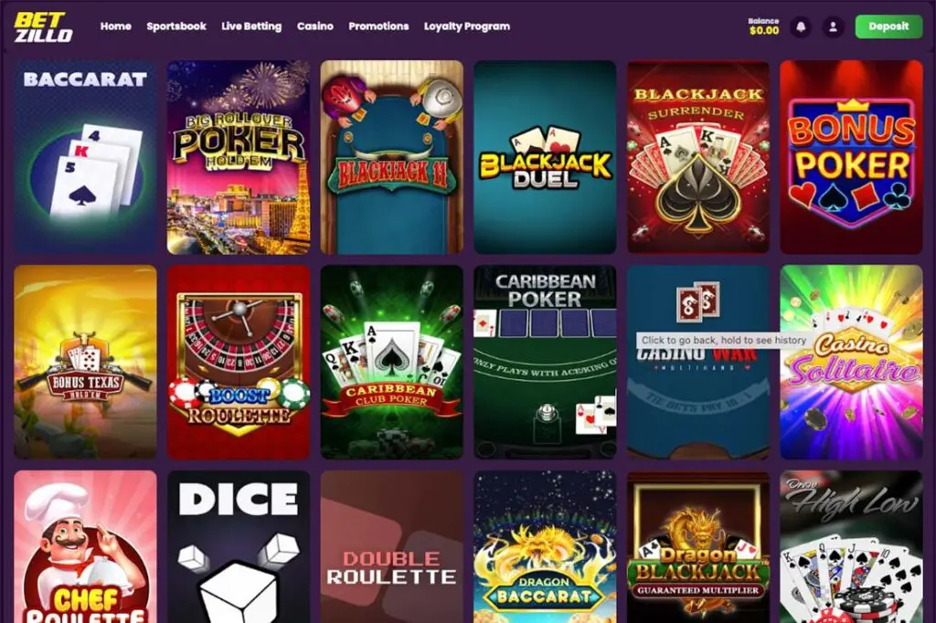 Betzillo Table Games