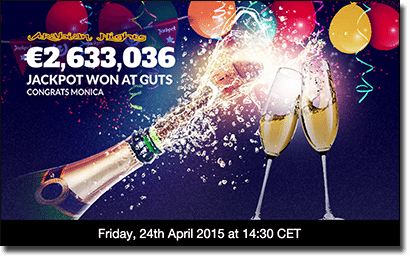 Guts Casino progressive jackpot payouts
