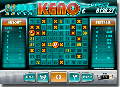 cleopatra keno lucky numbers