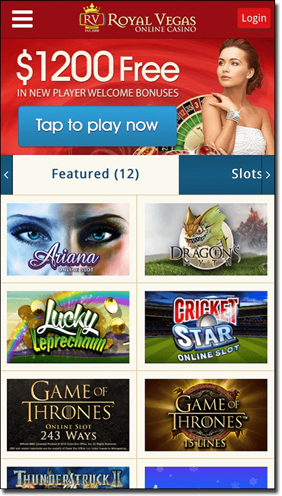 Royal Vegas mobile casino for Australians