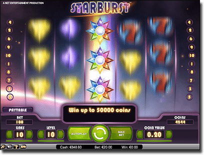 Starburst expanding wilds bonuses