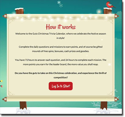 Guts Casino Christmas trivia comp