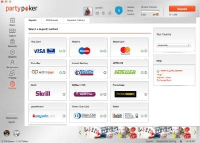 Party poker easy AU deposits