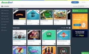 Bumbet Casino game lobby