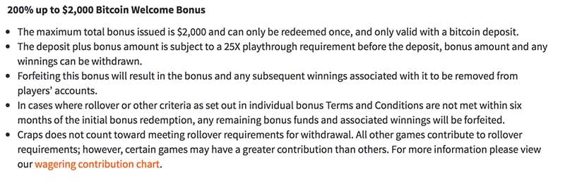 Ignition Casino bitcoin welcome bonus terms and conditions