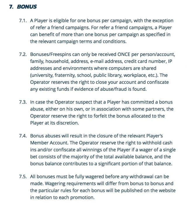 Thrills Bonus terms 2018