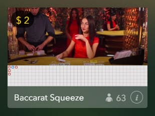 Baccarat Squeeze Evolution Gaming live baccarat