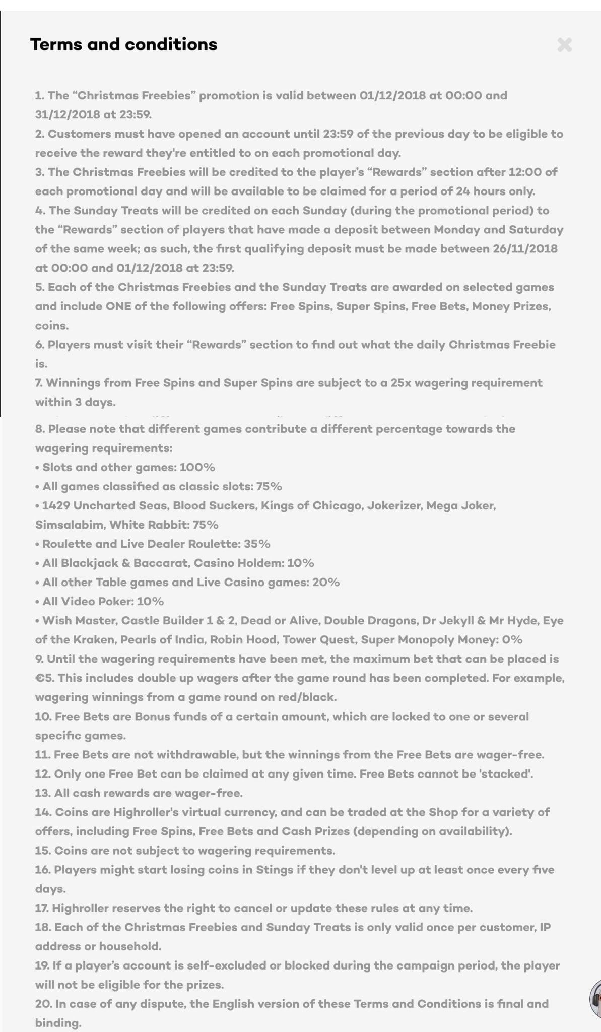 Terms and conditions