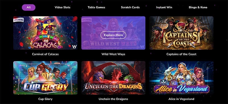 Wizard Games has a great selection of real money gambling games