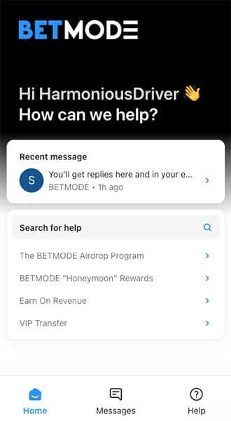 BETMODE customer support